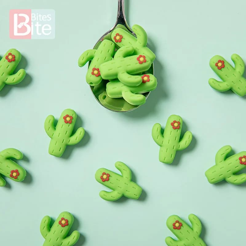 10pc Silicone Cactus Perline Bambino Massaggiagengive Perline di Silicone di Grado Alimentare FAI DA TE Collana di Dentizione Del Bambino Ciuccio Catena Accessori Regalo Giocattolo