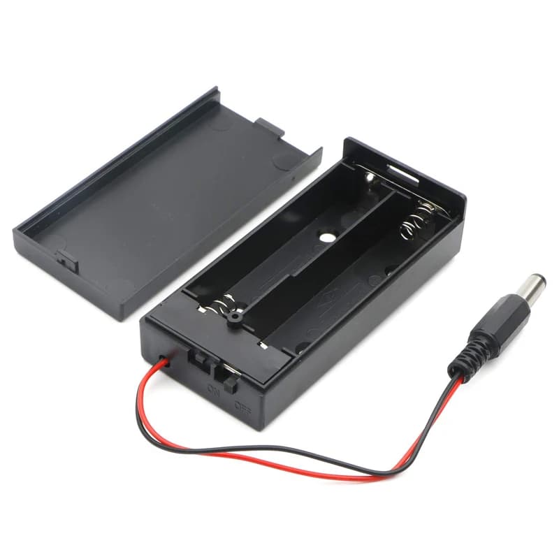 500 pcs/Lot Battery Case 2 Slots For 2x18650 7.4V Batteries Support Storage Box With 5.5x2.1mm DC Push ON/OFF Cable Switch