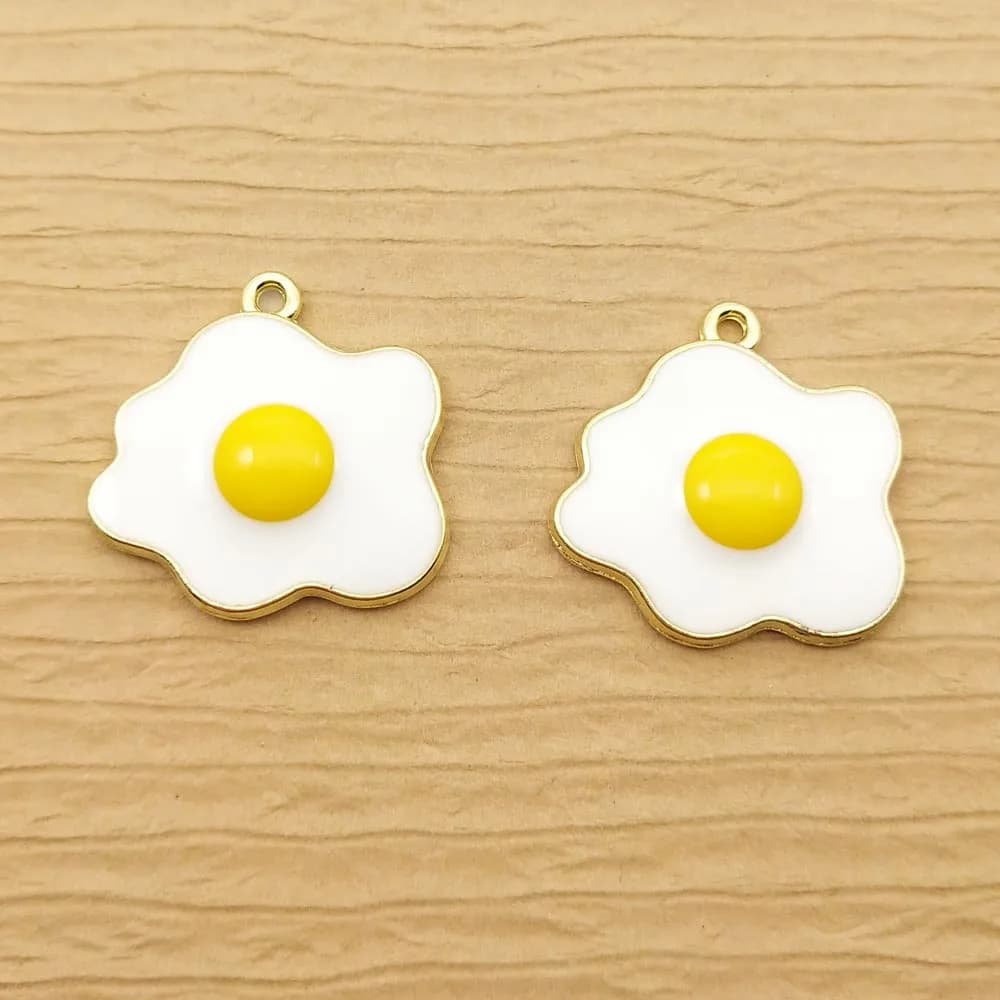 10pcs Enamel Fried Egg Charm for Jewelry Making Metal Earring Pendant Necklace Bracelet Charms Accessories Diy Craft Supplies