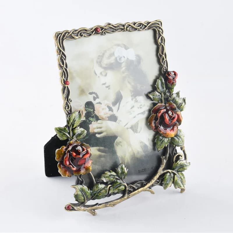 Modern Alloy Photo Frame Decoration Living Room Light Luxury American Bedroom Desktop Creative Personality Retro Picture Frame