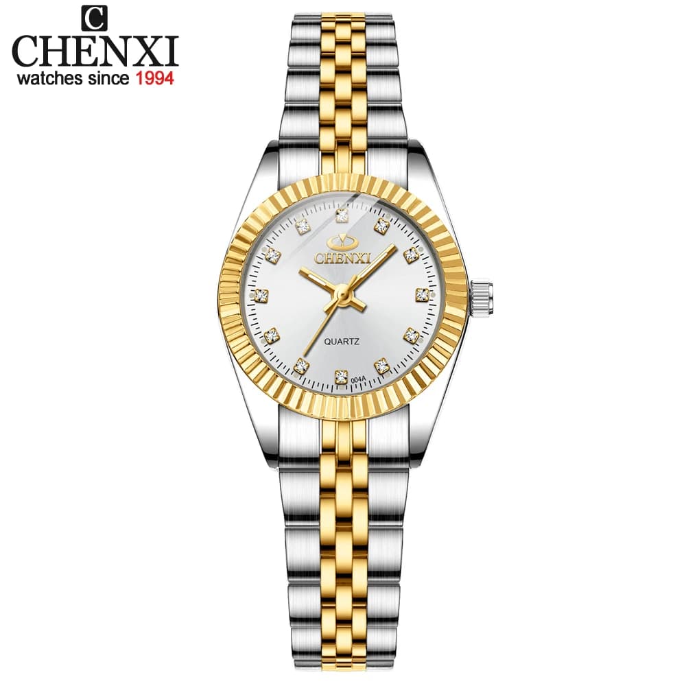 CHENXI Orologio da donna in stile lusso Orologi al quarzo in acciaio inossidabile Orologio da polso da donna con diamanti impermeabili Orologio da donna elegante alla moda