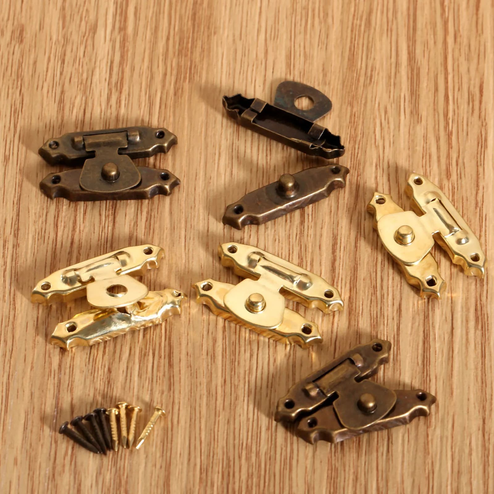 5 pezzi mini gioielli regalo scatola di vino custodia in legno chiusura a scatto chiusure per cassetti valigie decorative in ottone chiusura a scatto gancio con chiodi