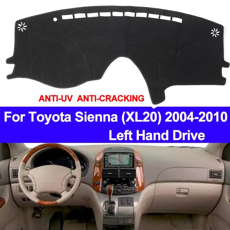 TAIJS Auto Cruscotto Copertura Dash Zerbino Per Toyota Sienna XL20 2004 2005 2006 2007 2008 2009 2010 Non-slip tenda da sole Pad Tappeto