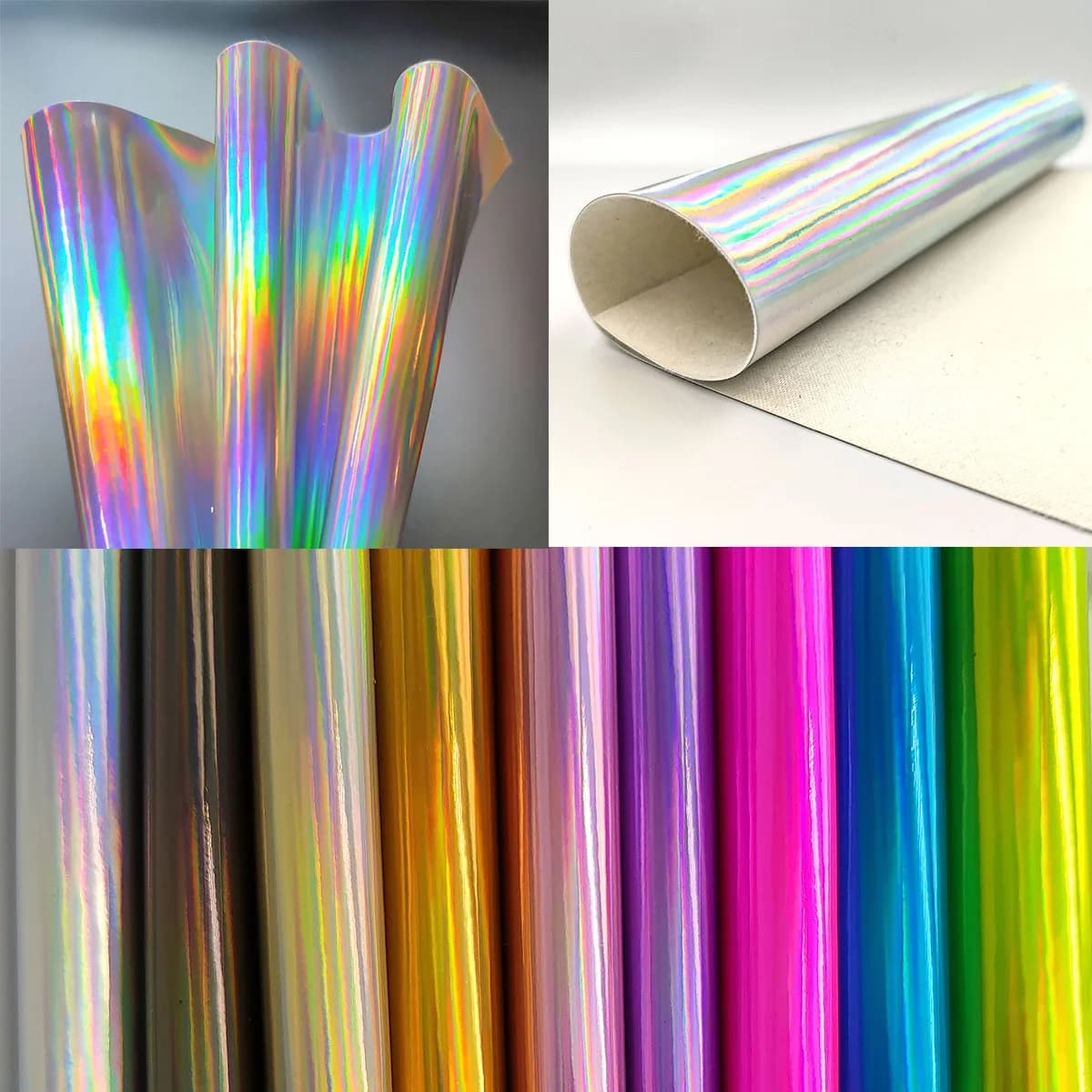 Ologramma iridescente arcobaleno specchiato finto PU sintetico Laser similpelle tessuto artigianale borsa di stoffa fiocchi fai da te orecchino fatto a mano
