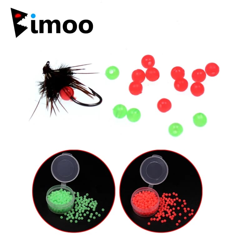 Bimoo 200 Pz/Morbide Box Glow Bead for Uovo Bagnato Mosca Uovo Bead Fly Egg Alloy Hook High Hot Dot Bead Mini Rig Bead Fly Fishing Equipment