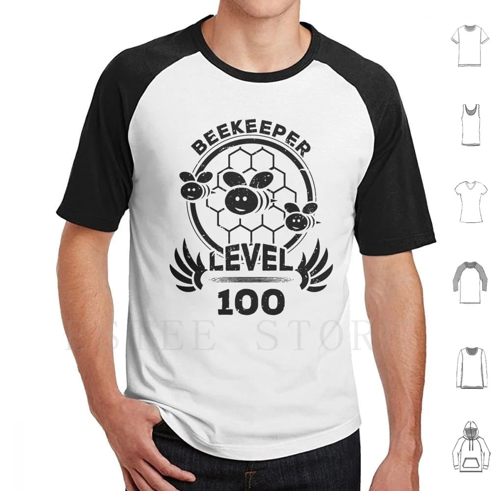 Level 100 Beekeeper Honey Fan Gift T Shirt Print Cotton Beekeeper Beekeeper For Beekeeper Bees Drones Honey Level 100 Beekeeper