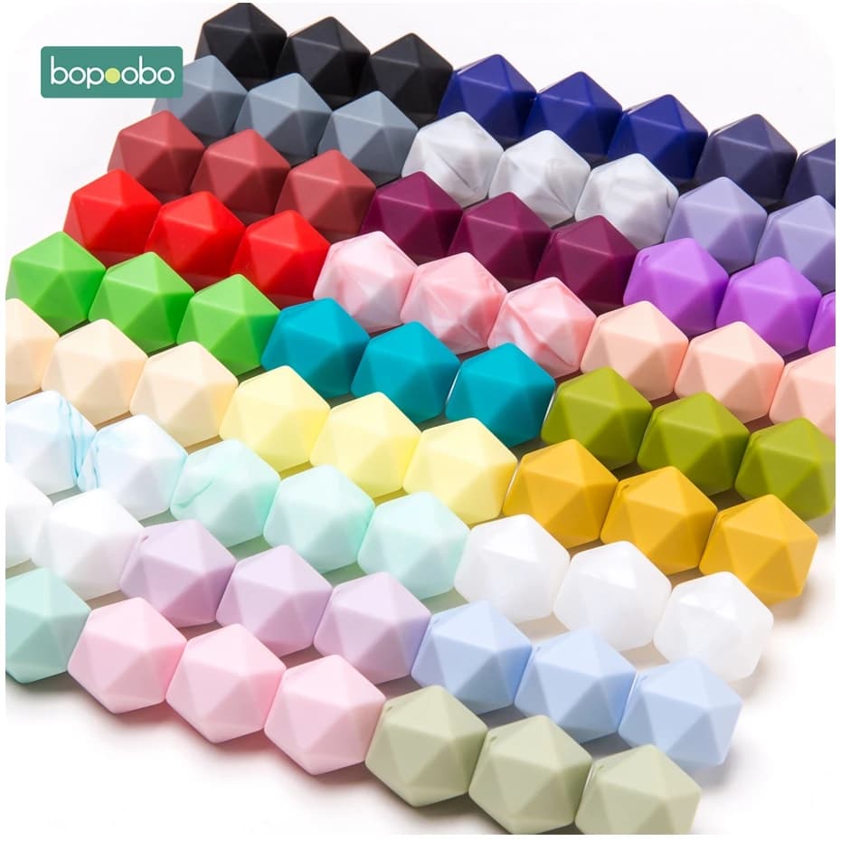 Bopoobo 10 pz 14mm poligono perline in Silicone massaggiagengive ecologico BPA gratuito dentizione ciuccio perline catena prodotto per bambini