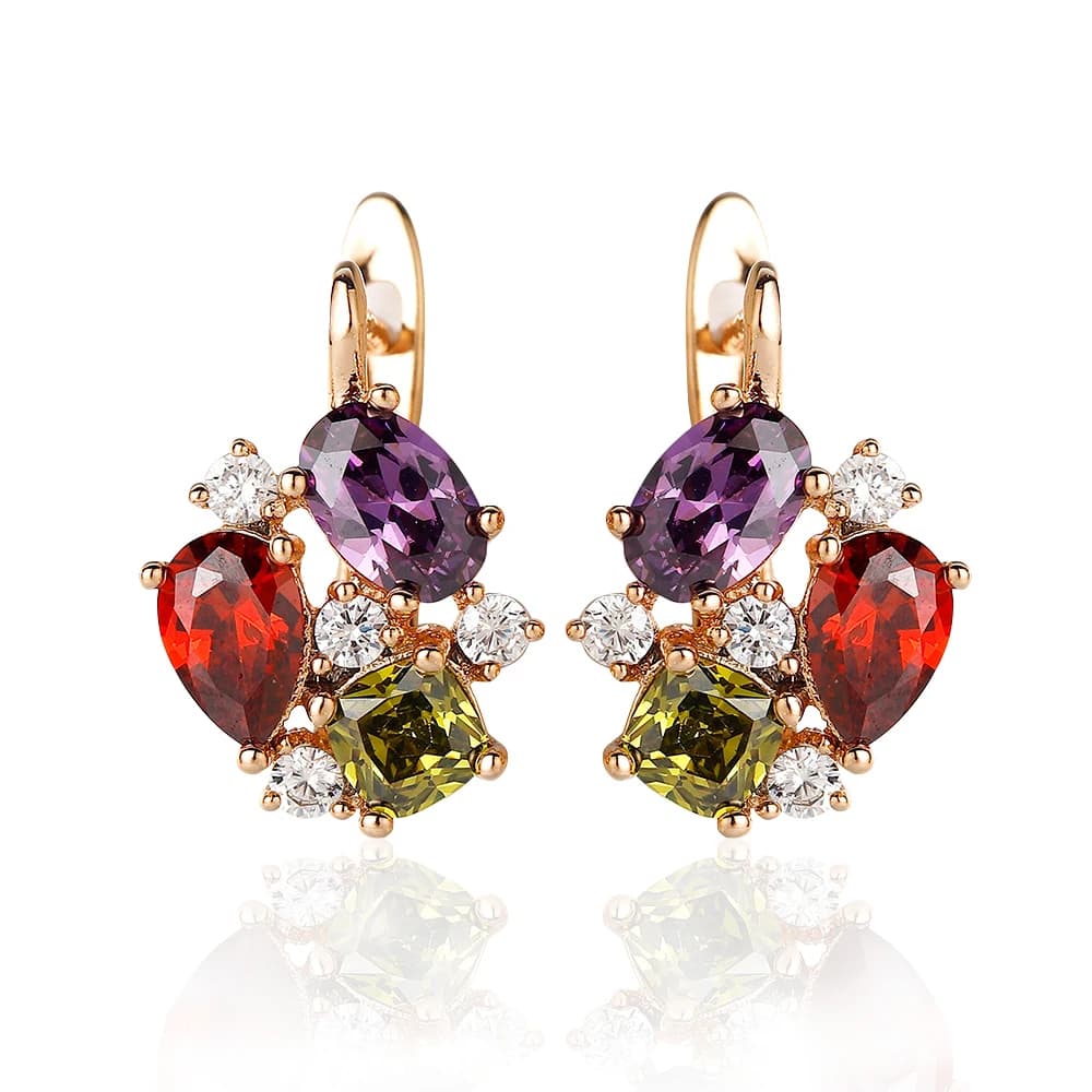 Hanreshe Crystal Stud Earrings Small Red Blue Natural Zircon Hiphop Jewelry Party Cute Gold Color Lovers Earrings Women Gift