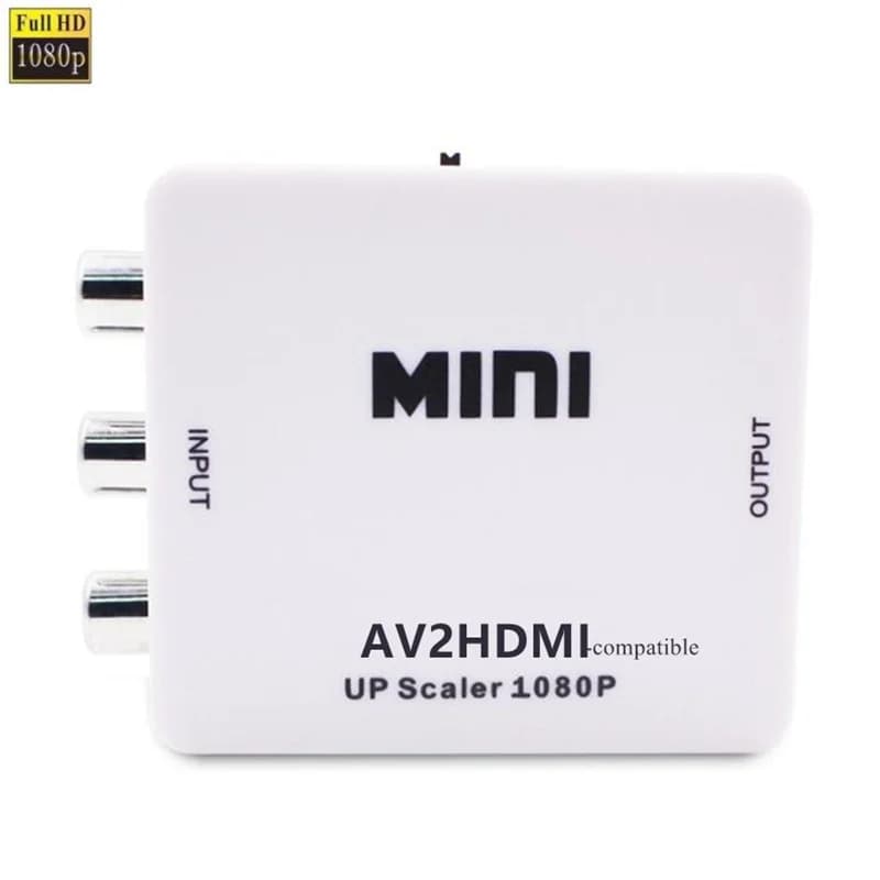 Adattatore convertitore di segnale compatibile da RCA a HDMI 720P 1080P Scaler AV2HDMI Mini AV a HDMI per TV, VCR VHS, registrazioni DVD