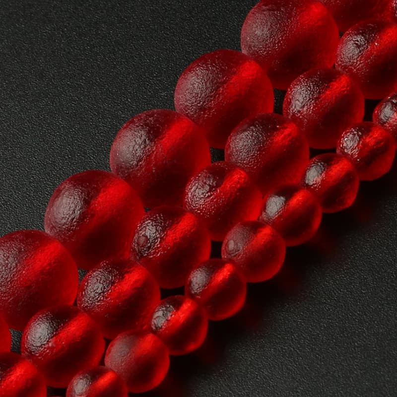 Perle di cristallo rosso opaco di energia perline rotonde di vetro di Meteorite ceco per gioielli che fanno braccialetti di fascino fai da te 15 ''perline curative