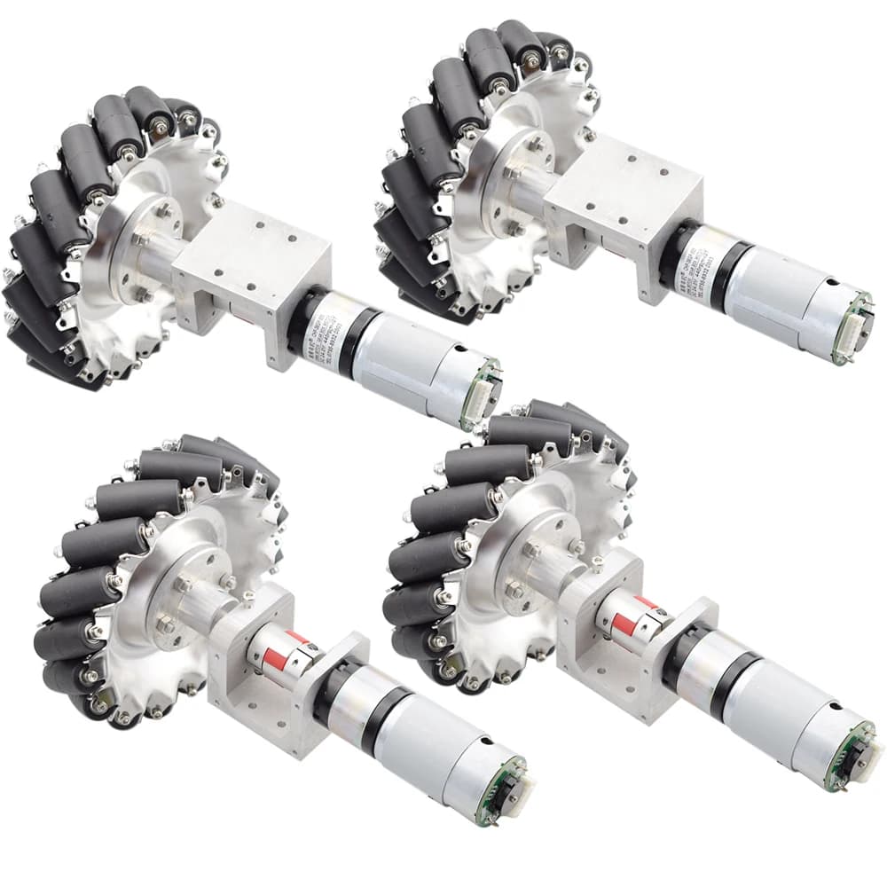 1 set 100KG large load 152mm Omni Mecanum wheel with 4 pieces 24V 120W 230rpm motor Encoder speed for Arduino search DIY project