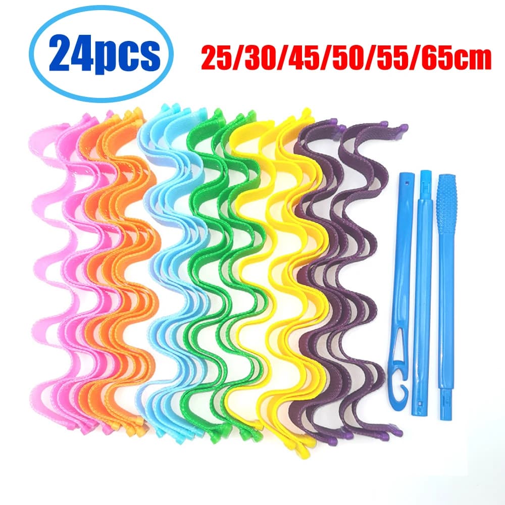24PCS hair curler 25 30 45 50 55 65CM hair sticks for portable hairstyle durable beauty makeup Curling tool for Magic Hair Styling DIY