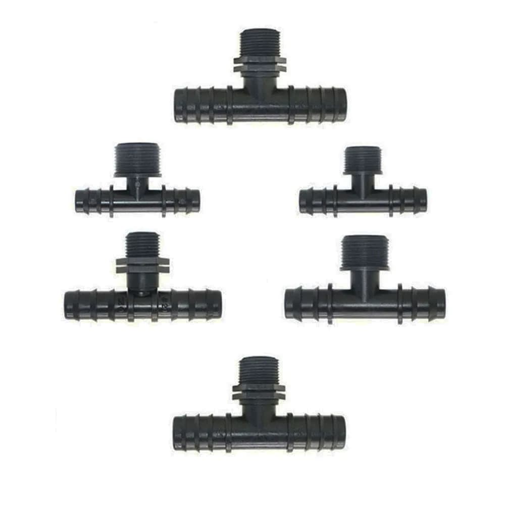 Drip irrigation Pe Tube Tee Splitter 1/2 3/4" to 16/20/25mm fittings with barbed wire fitting for pipes PE garden hose greenhouse