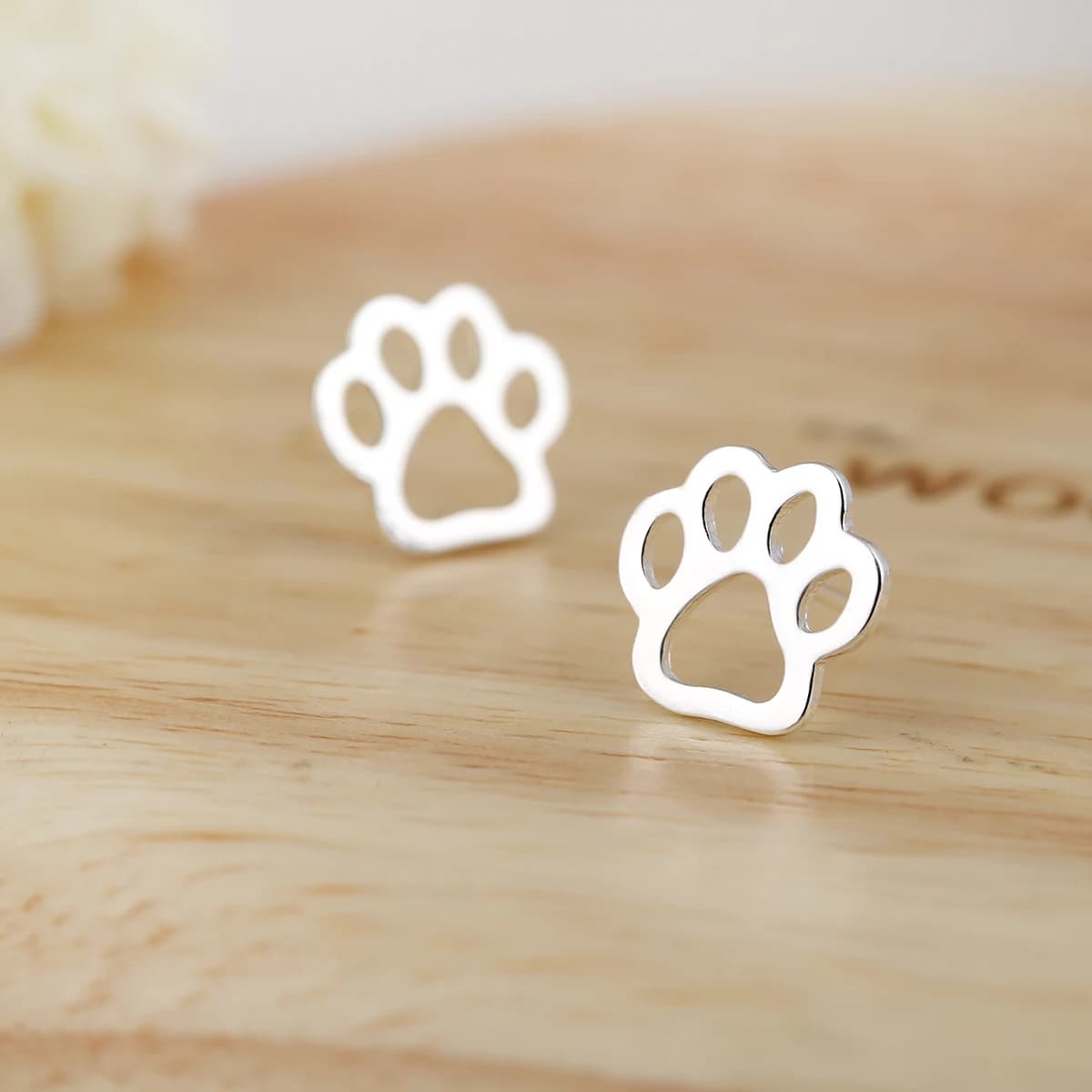 Piccolo piccolo acciaio inossidabile cane gatto zampa orecchino impronta orecchini moda orecchini animali Piercing Pendientes Pet Lover regalo