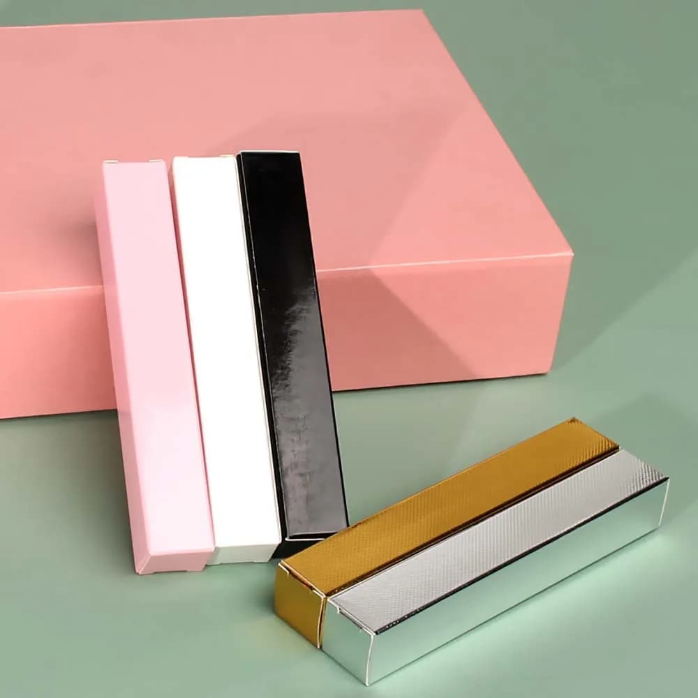 10/20/30/50/100 pezzi di scatole di carta vuote da 22*22*136 mm per tubi di lucidalabbra, scatole di imballaggio cosmetiche rosa e bianche per tubi di eyeliner e mascara
