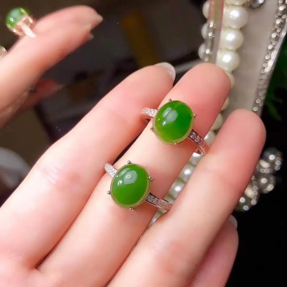 Anello in giada naturale e reale Anelli in pietra Anello con pietra preziosa in argento massiccio 925
