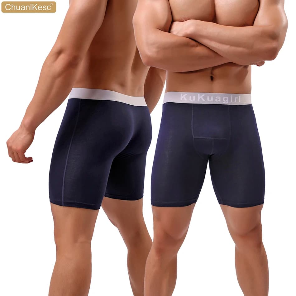 Intimo da uomo Pantaloni boxer allungati in puro cotone Sport che assorbono il sudore Pantaloni fitness comodi per prevenire l'abrasione delle gambe