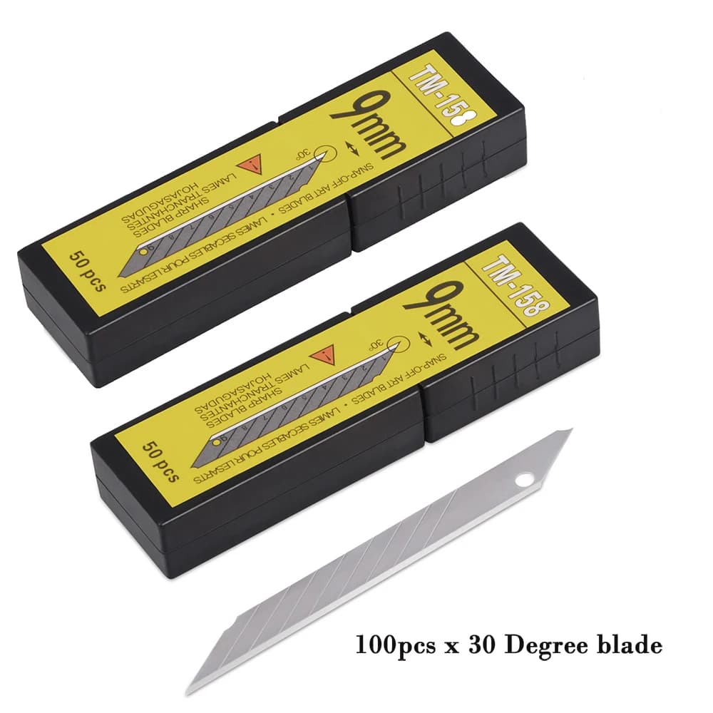 EHDIS 50/100pcs 9mm in acciaio al carbonio di ricambio a scatto lama 30 gradi Art Knife vinile Wrap Film Cutter Car Sticker Decal strumento di taglio