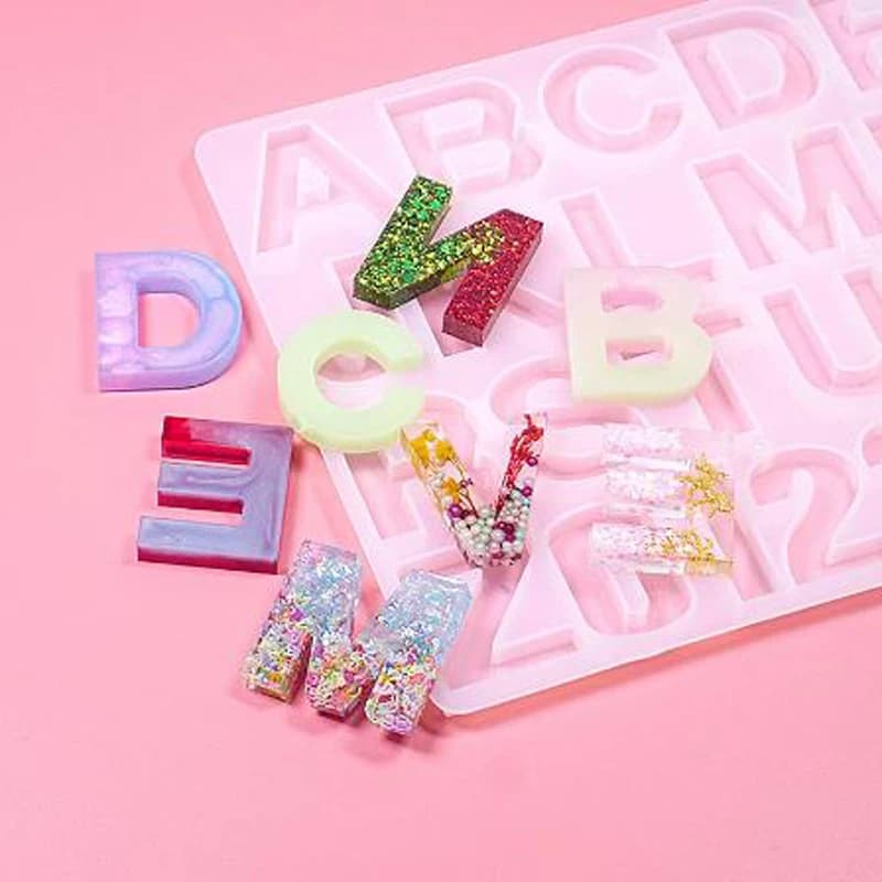 English Letter Alphabet & Number Silicone Molds Initial Mold Large Clear Resin Mold Epoxy Resin Craft Supplies (36 Cavity)