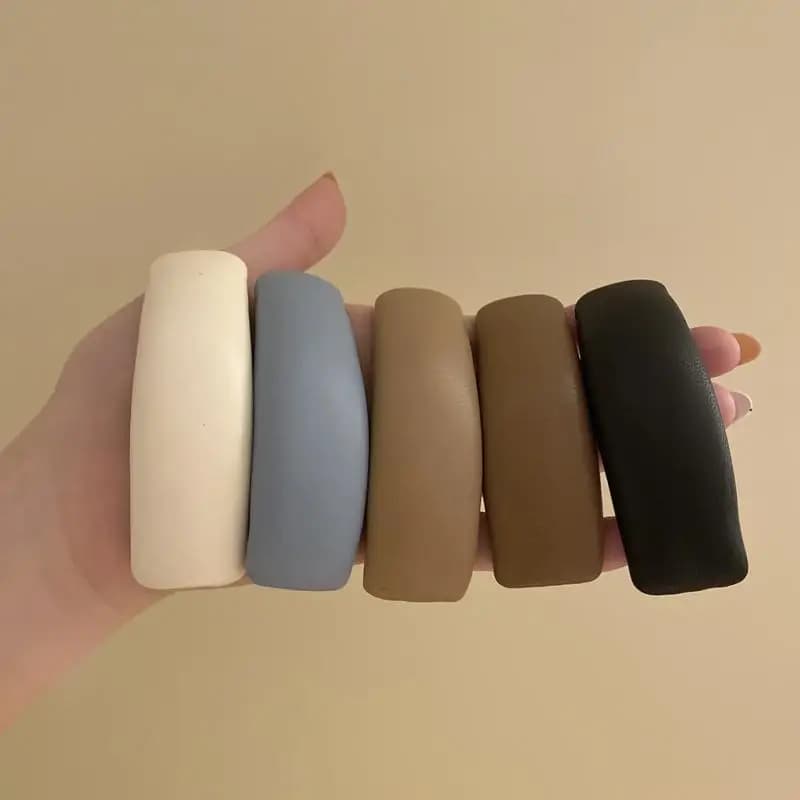 1pc New Fashion PU Leather Hair Clip Sponge Padded Barrette Solid Thick Hairpin Bobby Clip Women Hair Snap Korean Style Headwear