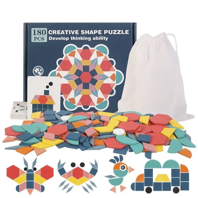 Giocattoli in legno per bambini fai da te 155 pezzi Set di Puzzle in legno Set di giocattoli educativi Montessori colorati per bambini regalo per bambini