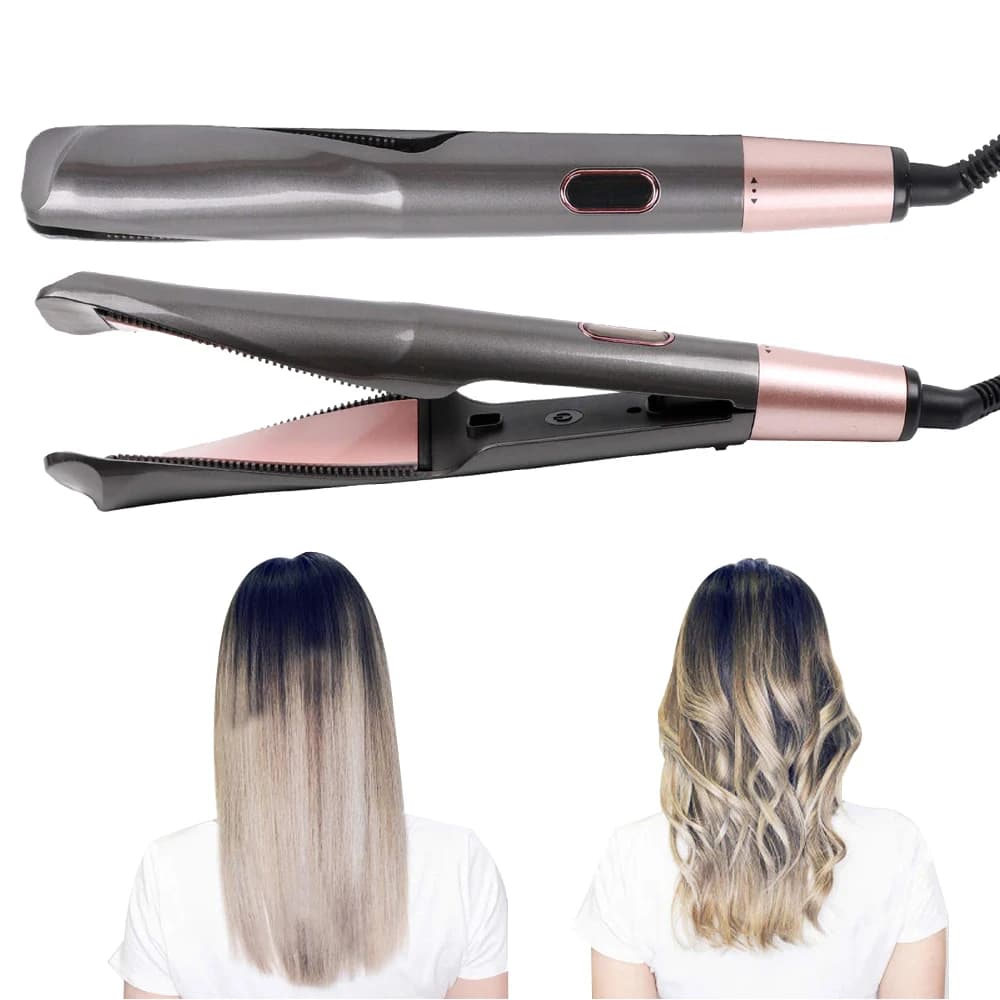 Piastra per capelli professionale 2 in 1 dritta e bigodino tormalina piastra riscaldante in ceramica arricciacapelli ferro piatto intrecciato styling dei capelli