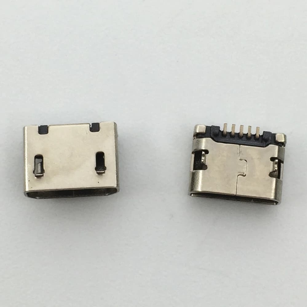 10 Connectors Micro Mini 5 pin USB, 5,9 mm, DIP2 type B, flat mouth without side bending, nickel-plated iron shell, charging port