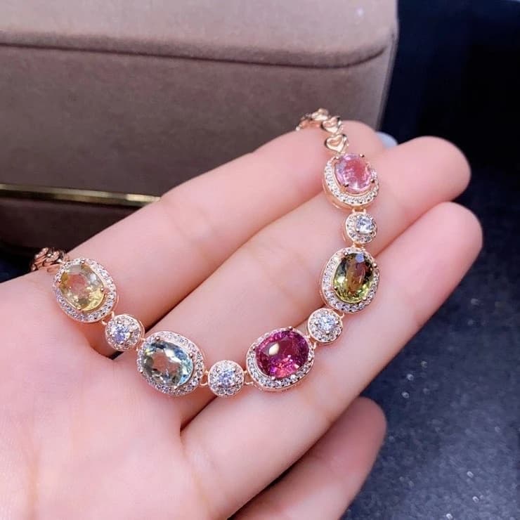 KJJEAXCMY gioielleria raffinata S925 argento sterling intarsiato tormalina naturale Bracciale a mano moda ragazza Test di supporto Stile cinese