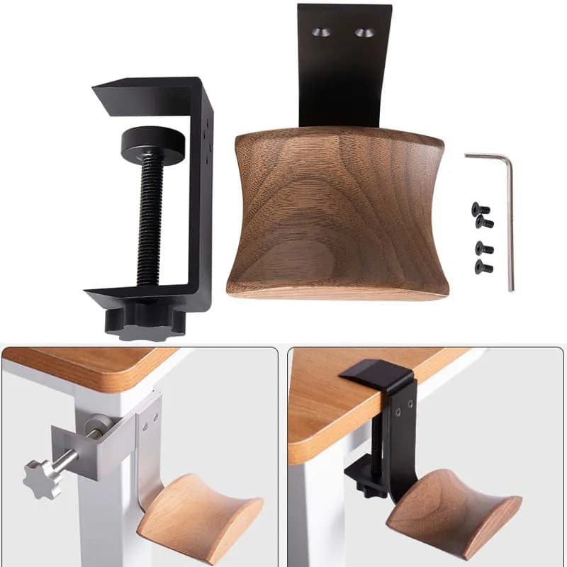 JINSERTA Supporto per cuffie in legno Supporto per clip per blocco da scrivania in lega di alluminio Staffa per cuffie Facile installazione Gancio per display per cuffie