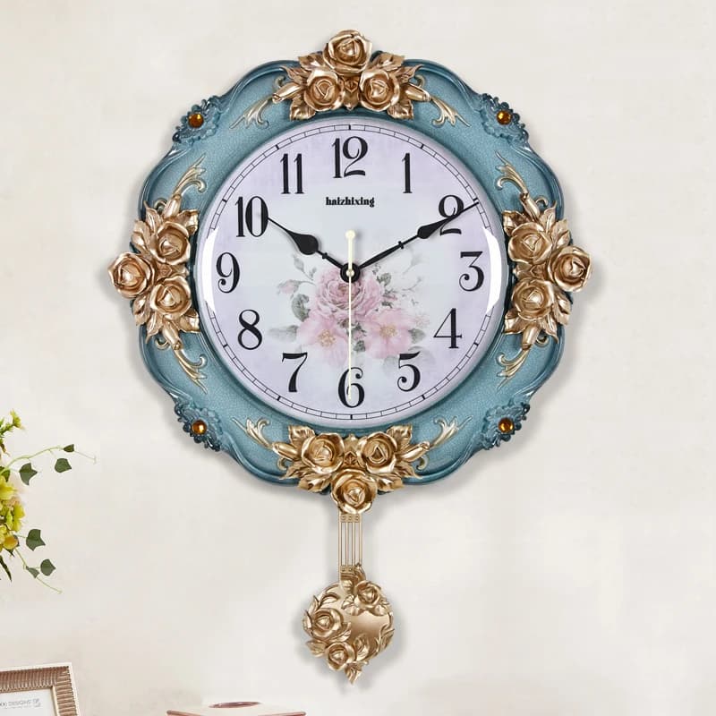 Orologio da parete di moda creativa in stile europeo soggiorno orologio da parete con decorazione di arte muta orologio da parete di lusso con luce moderna