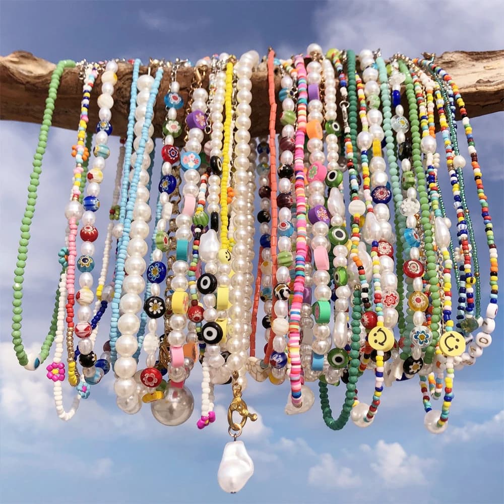 New Bohemian Seed Beads Flower Necklace Crystal Beads Colorful Jewelry Handmade New Year's Gift For Women