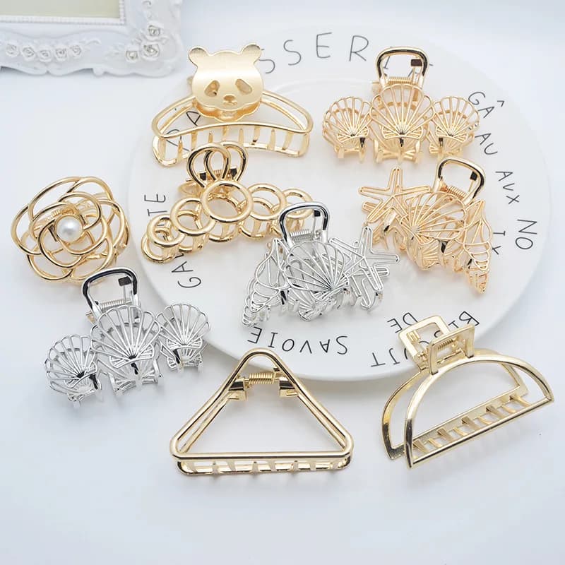 Di modo grande Artiglio Dei Capelli Per Le Donne Ragazze Pinze Dei Capelli Semplice Selvaggio Geometrici Granchio del Metallo Delle Donne Della Clip di Capelli Artiglio Accessori Copricapi