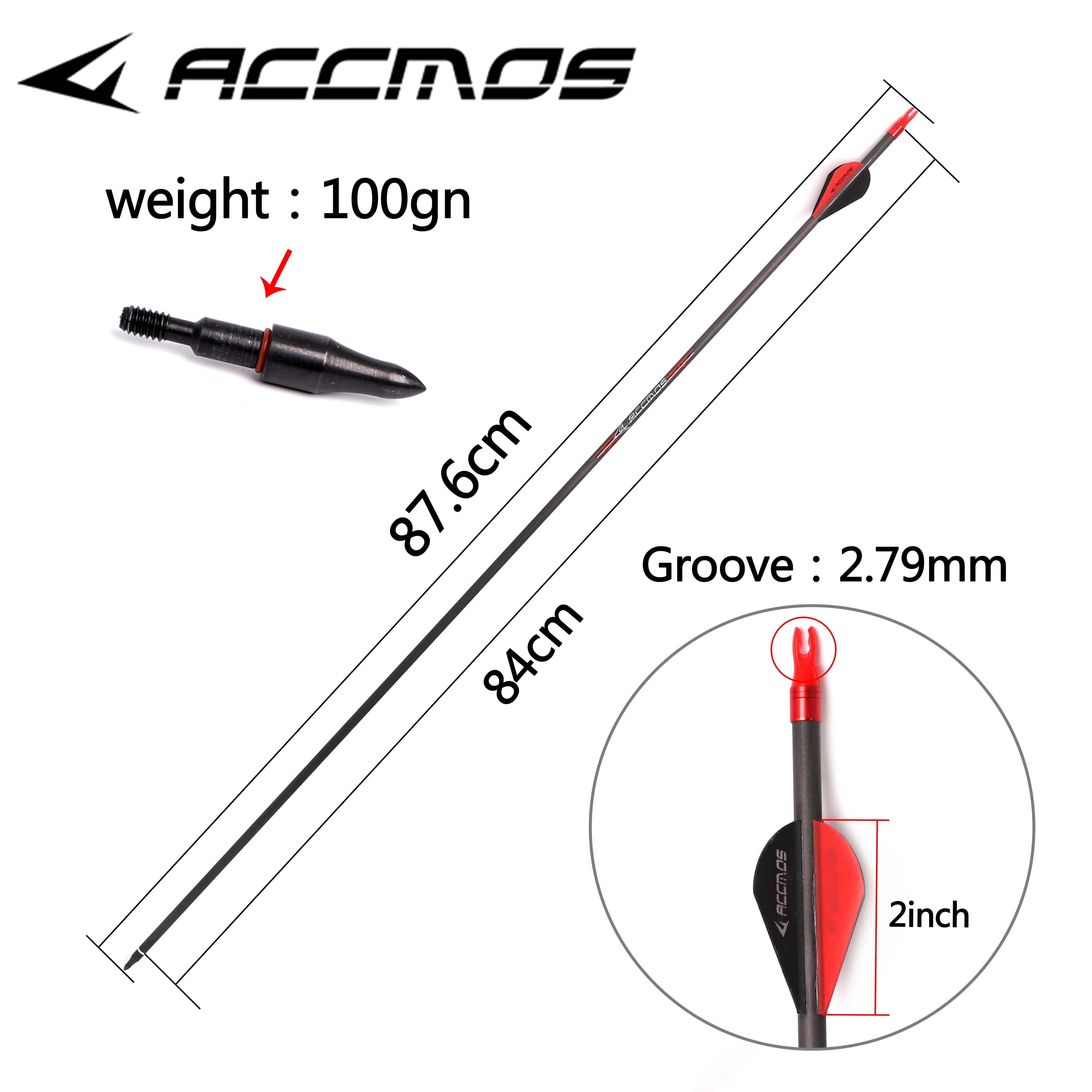 6/12 pz 4 piume Freccia In Carbonio Puro ID6.2mm 32in Spine250 300 350 400 500 600 700 800 Per Recuvre Compound arco tiro caccia