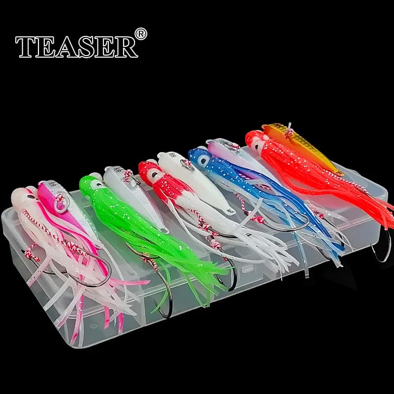 TEASER J25 40g 60g 80g 100g 120g 150g 180g 5 pezzi Affondamento lento Bottomship Inchiku Glow artificiale Maschere Calamari Richiamo Kingfish Snapper