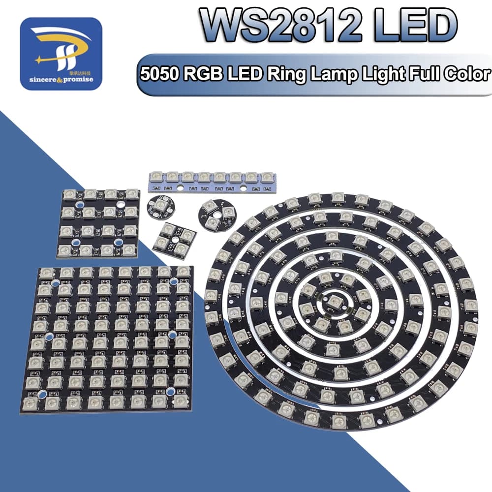 5V 1Bit 3 4Bit 7 8Bit 9 12Bit 16Bit 24Bit 32Bit 64 Bit WS2812 5050 RGB LED Lampada ad anello + Driver integrati per Arduino Fai da te