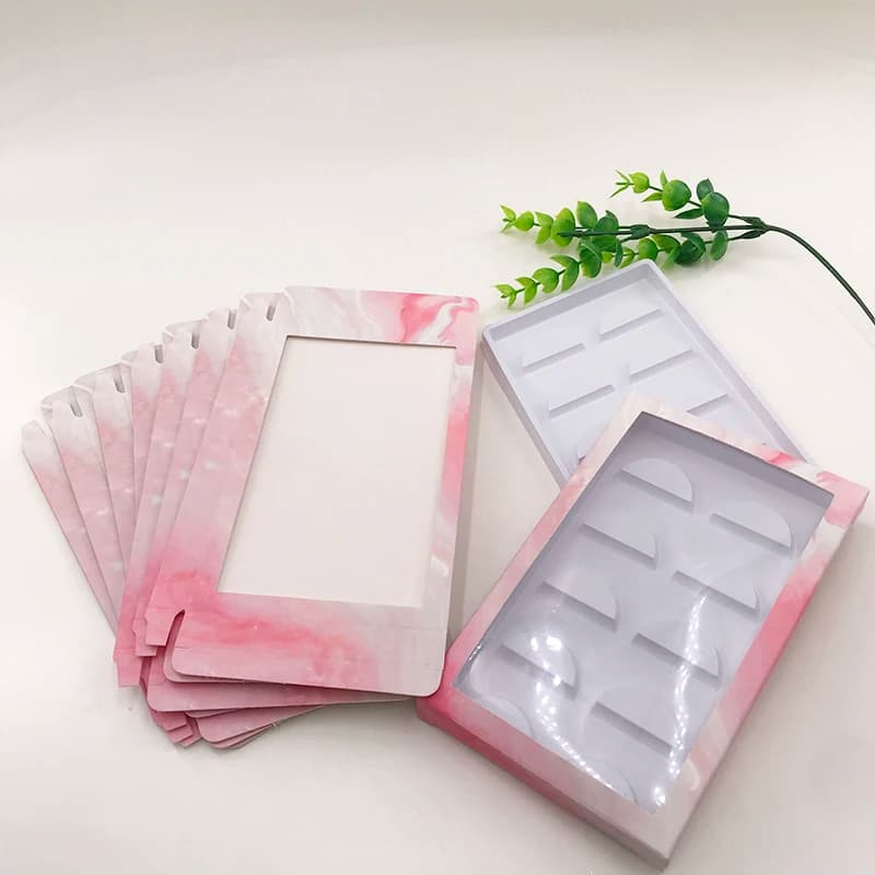 Scatola per ciglia in marmo Confezione per ciglia nere rosa Vieni con vassoio bianco per 5 paia di ciglia soffici in finto visone