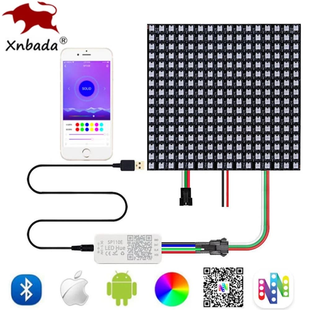DC5V WS2812B LED Strip Digital Panel Matrix WS2812 Module Individually Addressable Light SP110E Bluetooth Controller