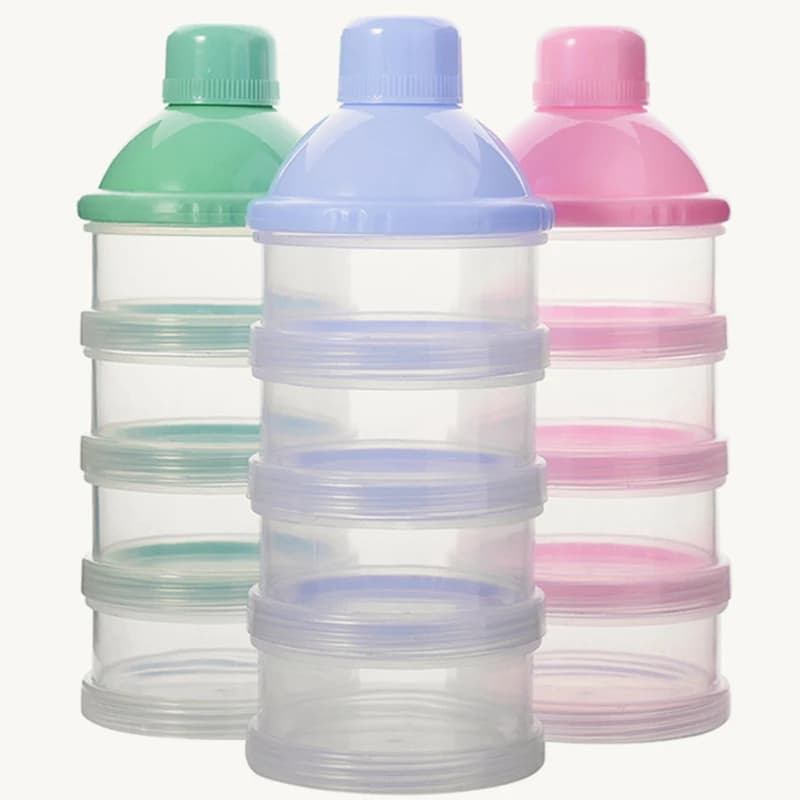 Dispenser per latte in polvere a 4 strati portatile Formula accessori per bambini contenitore per alimenti in plastica per cereali scatola per alimenti per neonati