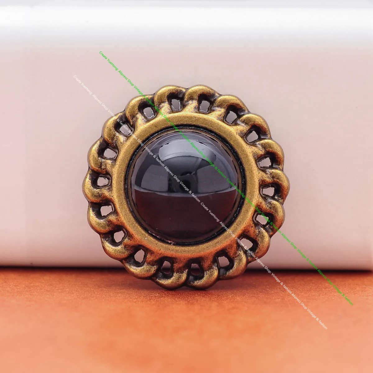 10pcs 25mm Vintage Solid Brass Round Chain Side Leathercraft Belt Wallet Bag Leather Accessories Black Bead Concho Screwback