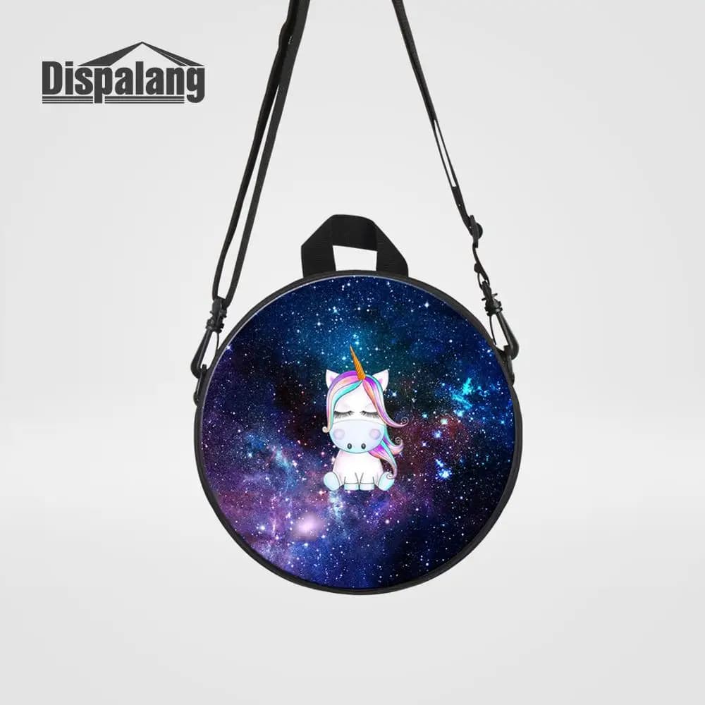 Zaino scolastico per bambini a forma di unicorno, borsa a tracolla rotonda personalizzata per l'asilo, mini borsa a tracolla per bambini e donne