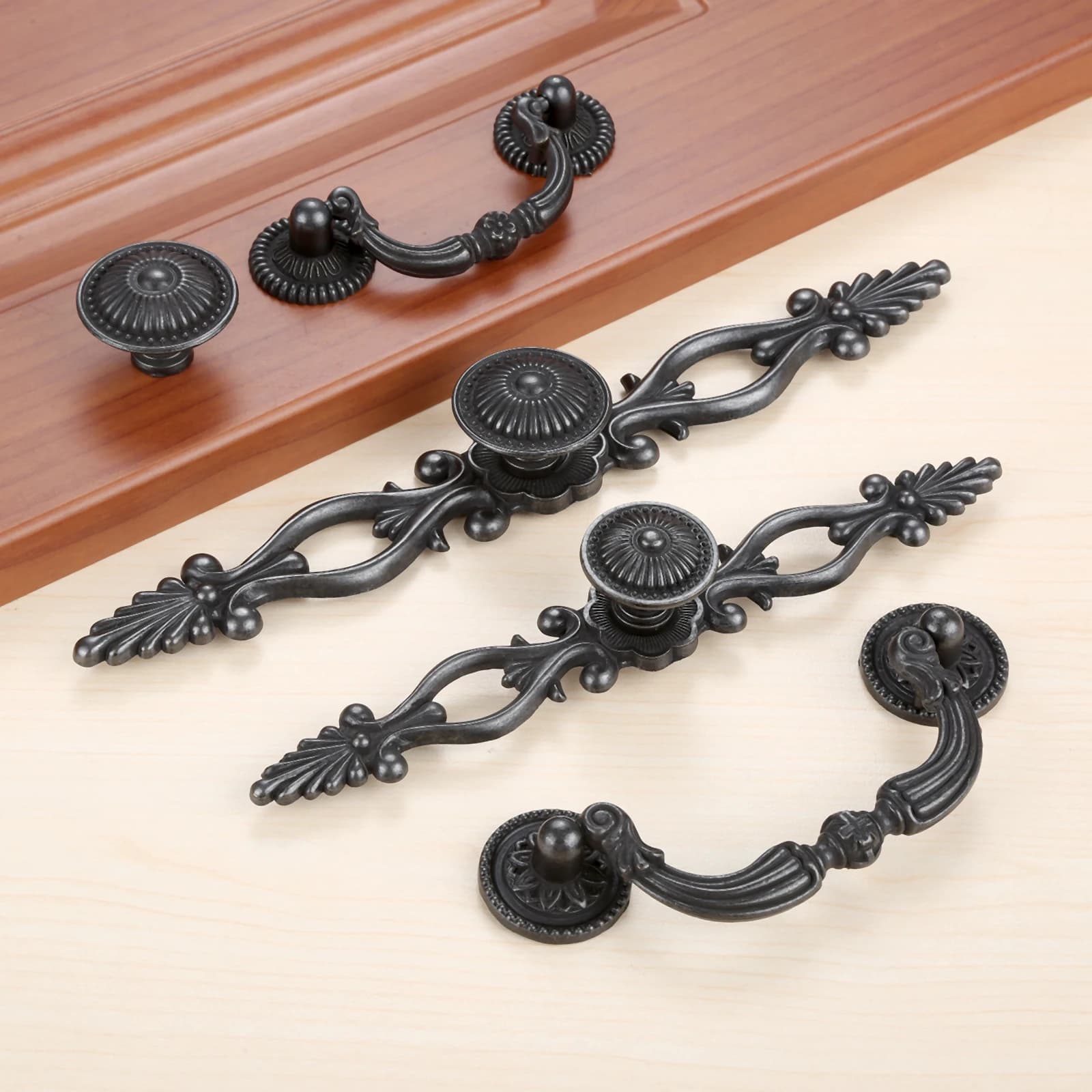 1pc maniglie per porte Vintage nere manopole e maniglie antiche per armadi da cucina maniglie per armadi maniglia per armadio ferramenta per mobili