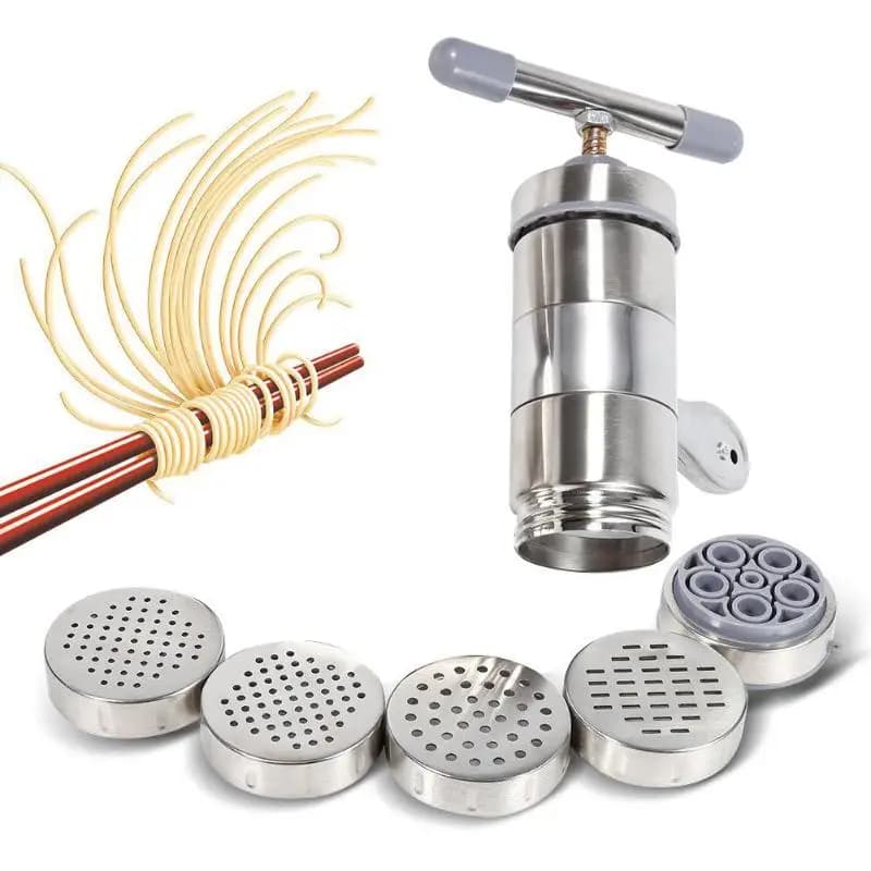 Macchina per noodle manuale in acciaio inossidabile Pressa per pasta Taglierina per macchina da cucina Macchina per noodle cava Macchina per noodle fatta a mano 5 teste