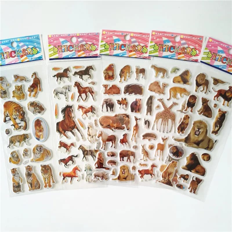 6 pezzi adesivi stile animali selvatici giocattoli classici Scrapbook cognitivo Panda orso elefante leone tigre adesivo per regalo per bambini