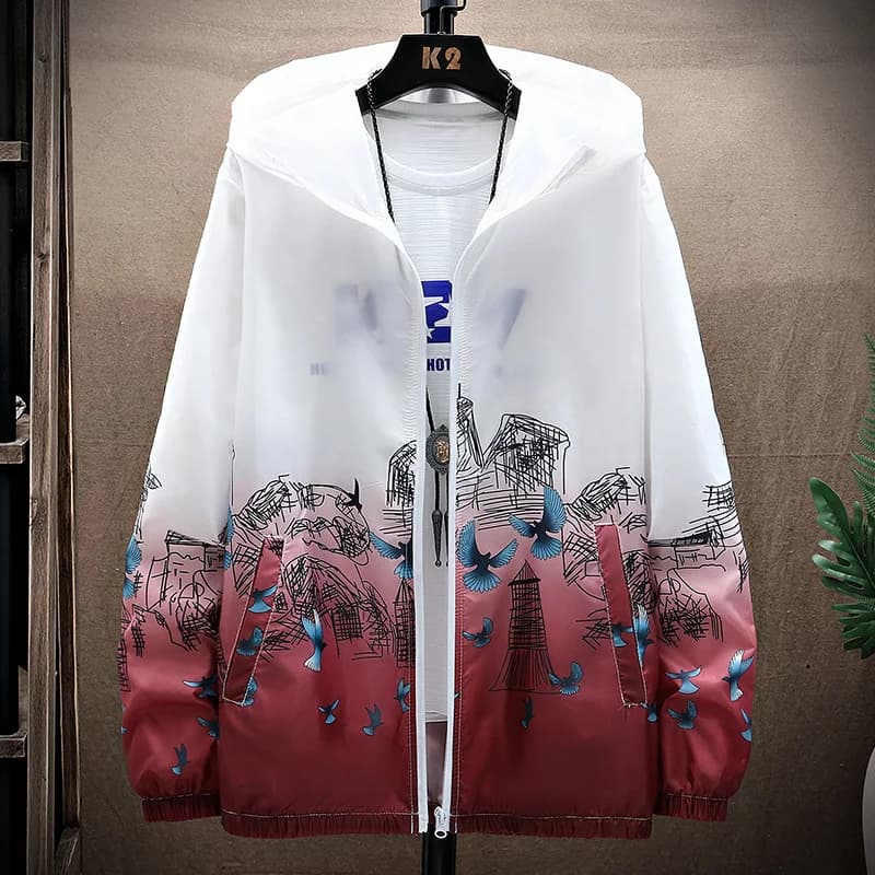 Giacche Basic da donna estate 2024 stampa colorata Oversize stampa giacca a vento sottile giacca con cappuccio da donna cappotto con cerniera donna Veste Femme