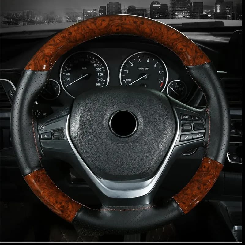 Crystal car cover Leather braid on car steering wheel cover 38 cm wheel cover