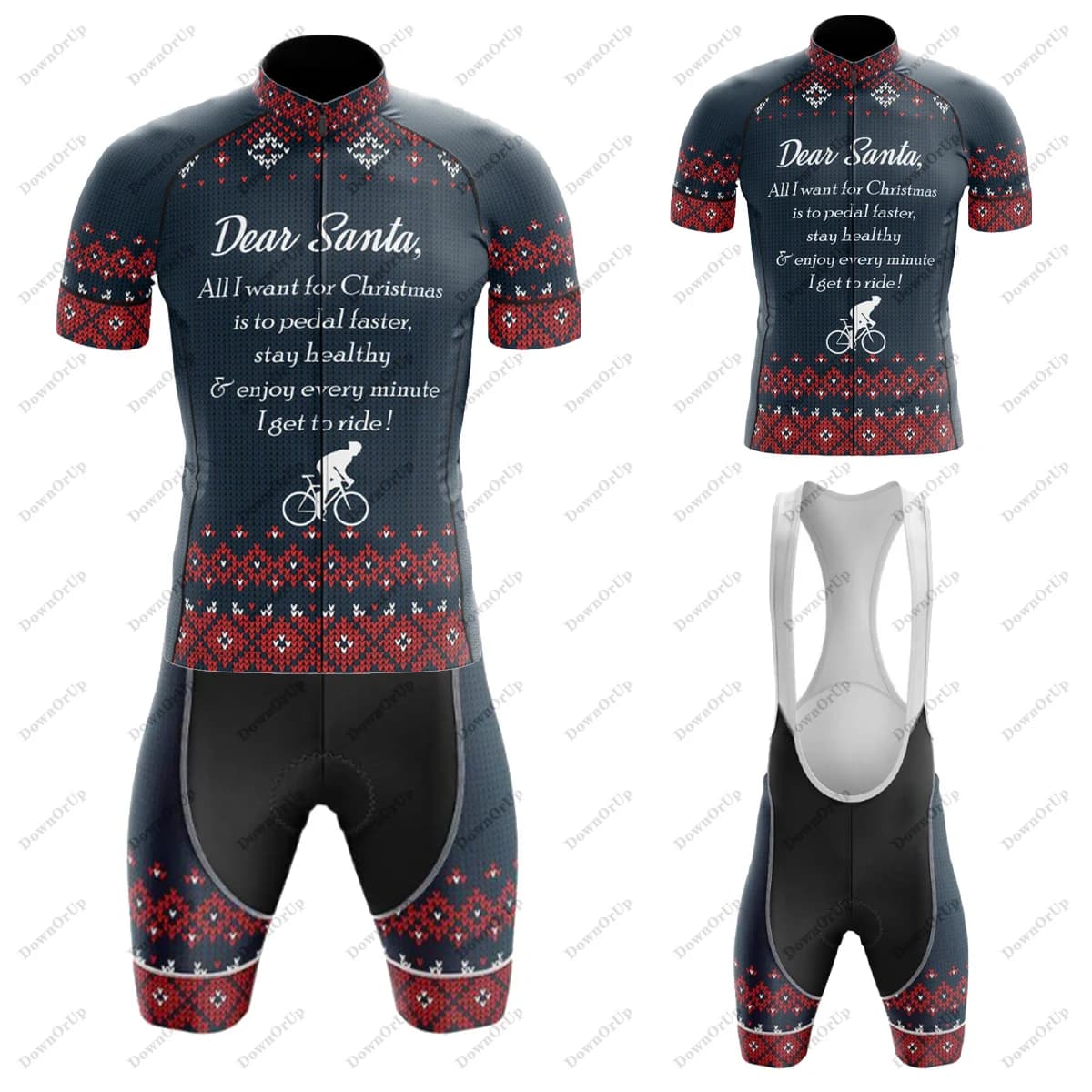 Maglia da ciclismo da uomo natalizia Set pantaloncini con bretelle Gel traspirante Attrezzatura da bicicletta Kit da bici Maillot Ciclismo Hombre