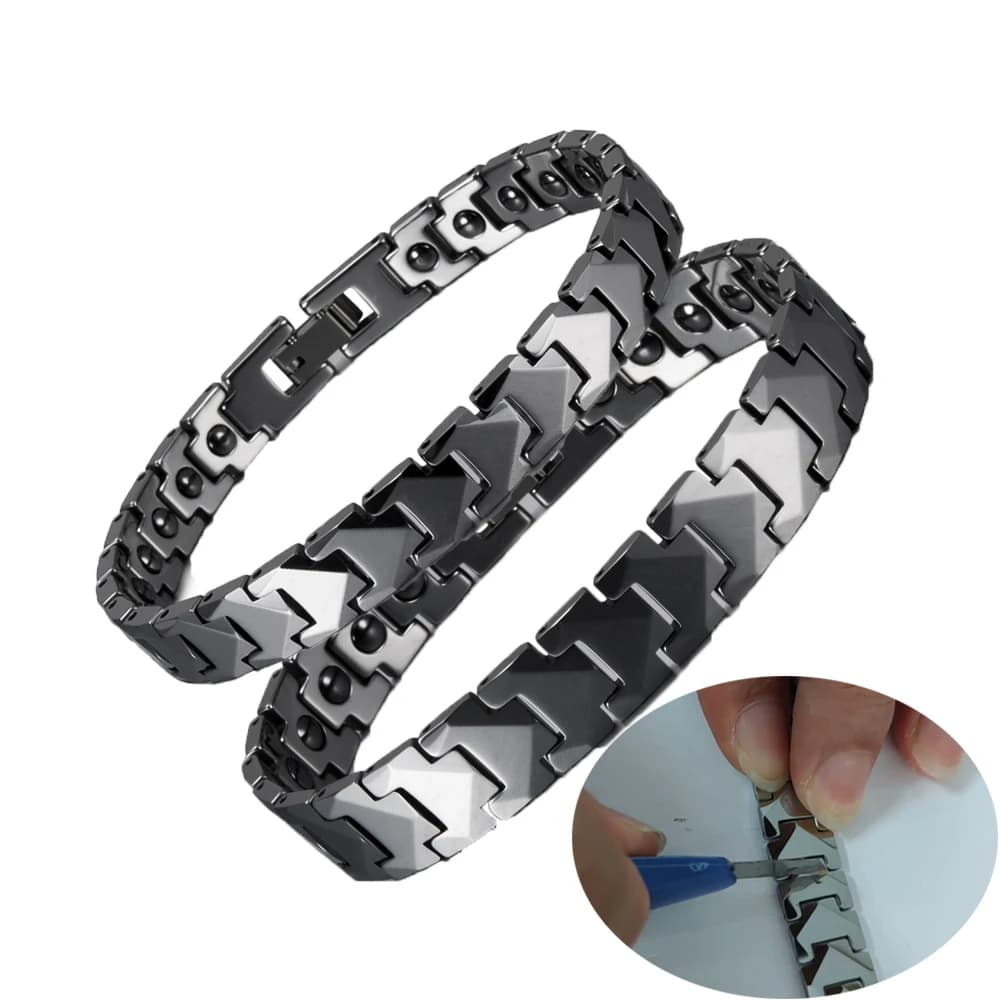 Bracciale in tungsteno antigraffio da uomo freccia ematite magnetica coppia braccialetti in carburo di tungsteno braccialetto energetico a maglie a catena maschile