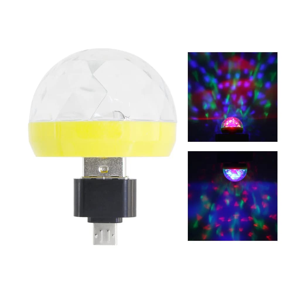 2pcs Micro USB Mini RGB LED lampadina Stage Light per Club Pub DJ Disco Party Music Crystal proiettore effetto magico