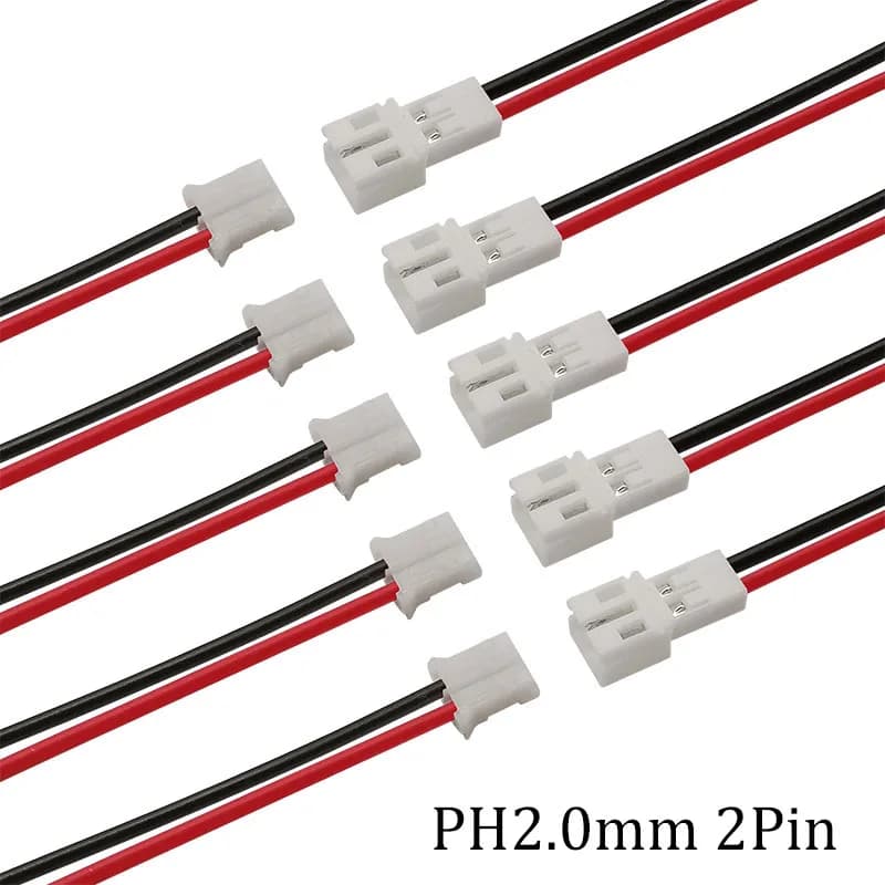 5Pair PH2.0 2Pin JST Wire Connectors Pitch 2.0mm JST 2P Micro Male Plug Female Jack DIY Electrical Cable Adapter 10/15/ 20CM