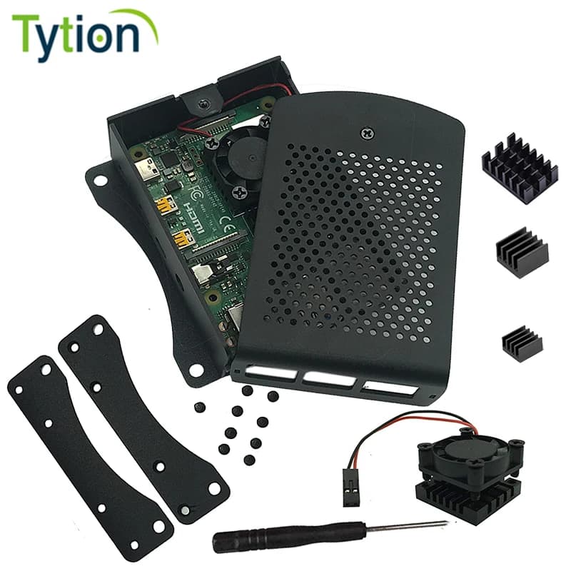 Raspberry Pi 4B 3B Custodia in alluminio con telaio in metallo e ventola di raffreddamento integrata
